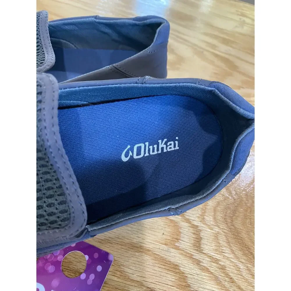 Olukai Lae'ahi Men's 8.5 M gray Mesh Slip On Low Top Round Toe Casual Sneakers